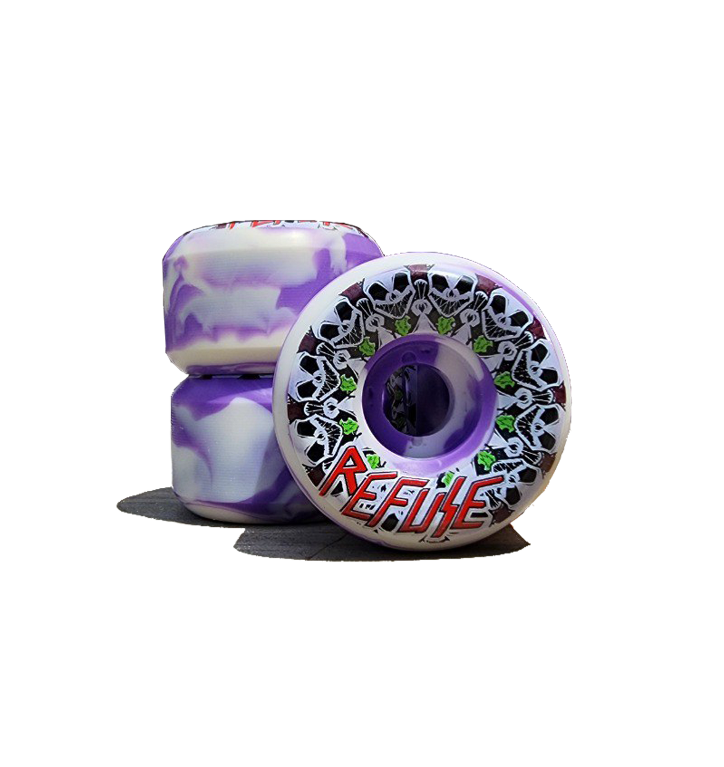 54mm Refuse Wheels - 101a purple & white swirl