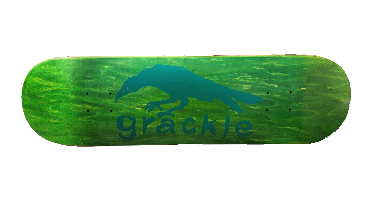 8.5 in Grackle Green Bird deck by Grackle Skateboards